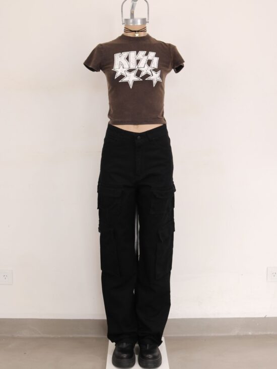 Cargo Negro T/M con Fuelle 6 Bolsillos