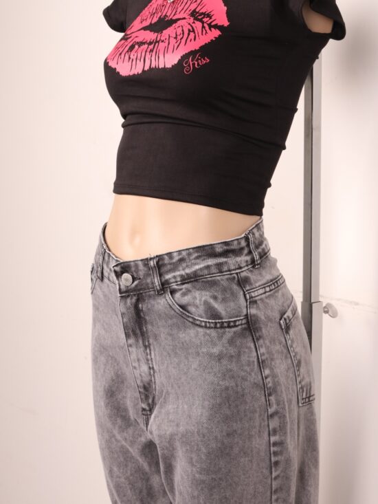 Wide-Leg Gris Desaprestado Efecto Acid