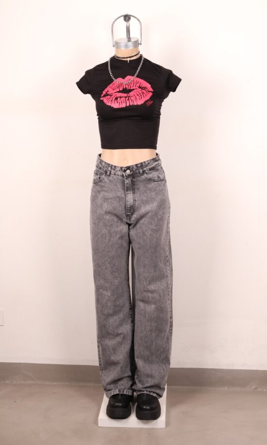 Wide-Leg Gris Desaprestado Efecto Acid