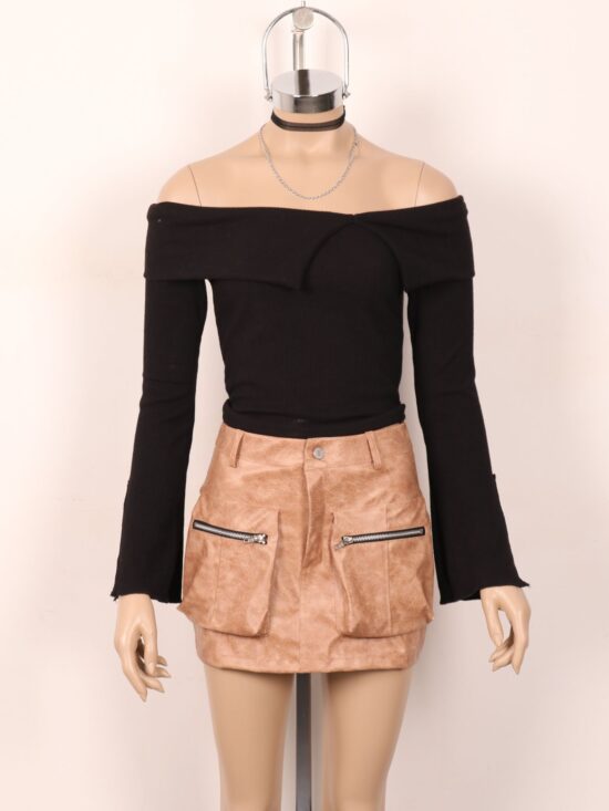 Top Manga Larga Bote Asimétrico