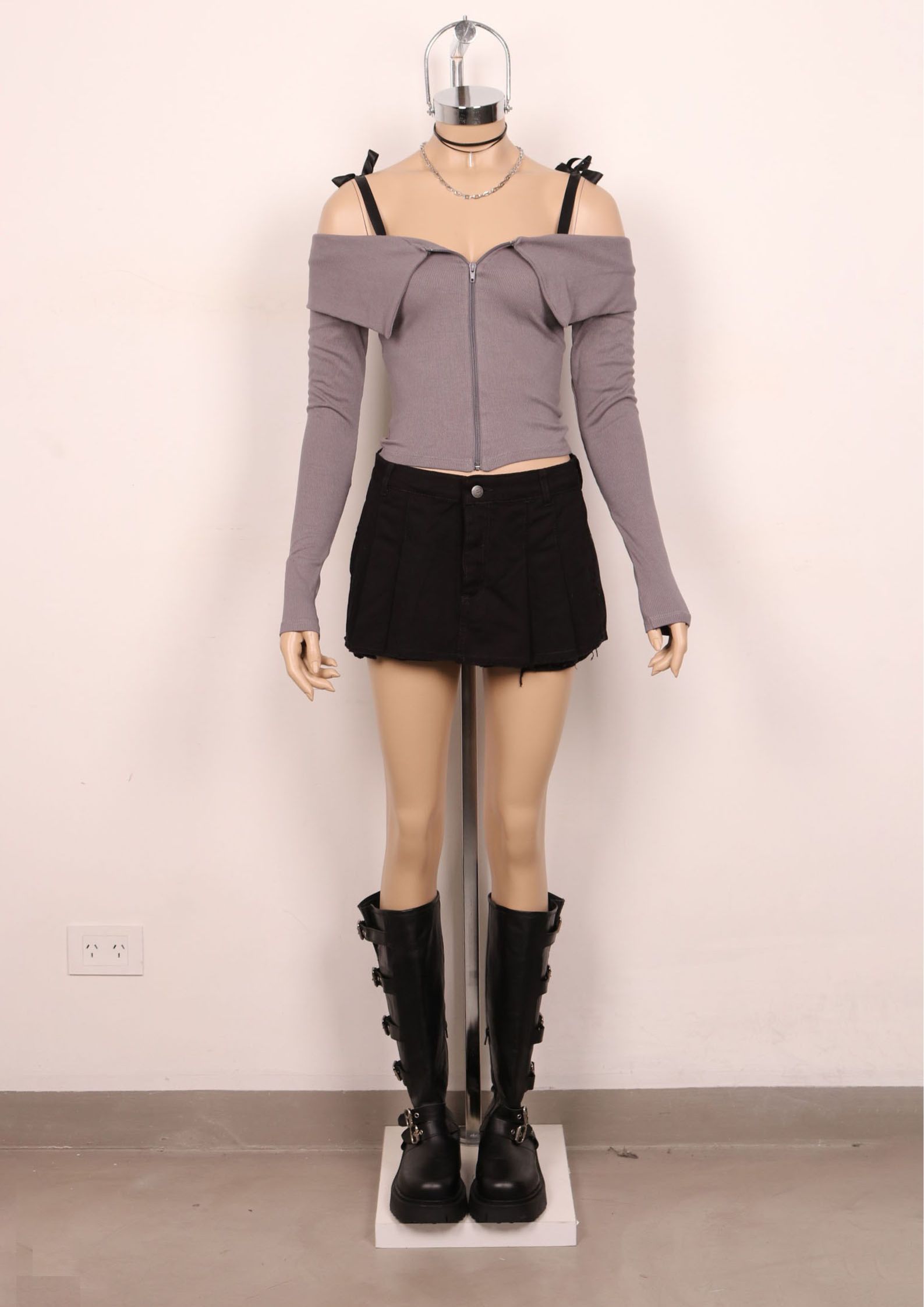 Cuello Bote Remeras Con Manga Caida Remera Manga Larga Bote Con