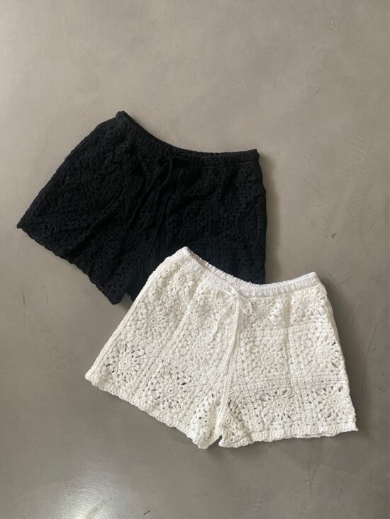 Short Crochet Con Cordón En La Cintura