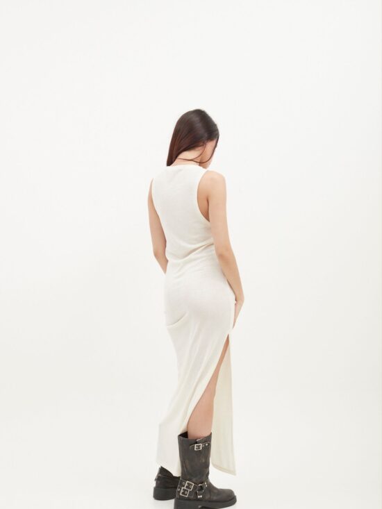 Vestido Largo  Con Tajo Tejido