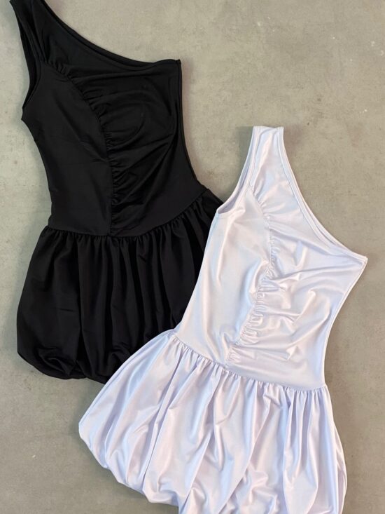 Vestido Globo Frunce Curvo Microfibra