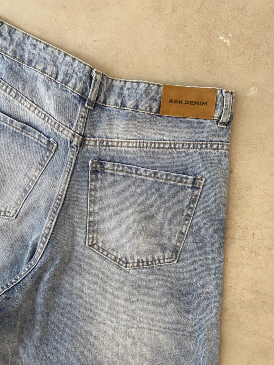 Bermuda Celeste Tiro Bajo Acid Efecto Quebrado