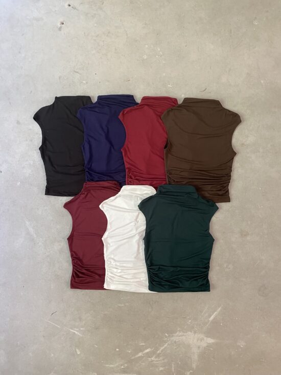 Top Mini Cuello Francés Frunces Laterales