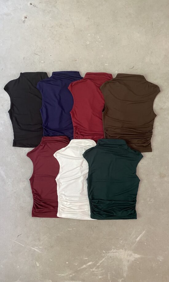 Top Mini Cuello Francés Frunces Laterales