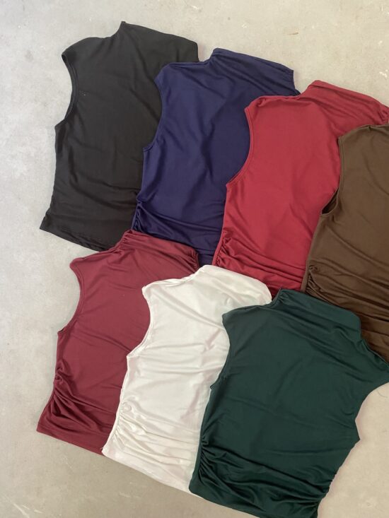 Top Mini Cuello Francés Frunces Laterales