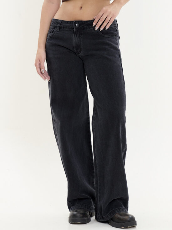 Wide-Leg Gris Tiro Bajo Estático