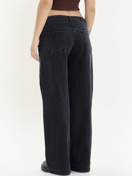 Wide-Leg Gris Tiro Bajo Estático