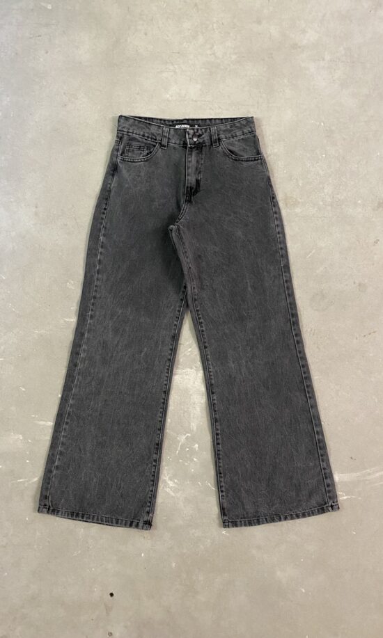 Wide-Leg Gris Tiro Medio Semi-Quebrado