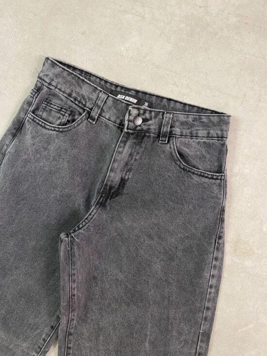 Wide-Leg Gris Tiro Medio Semi-Quebrado