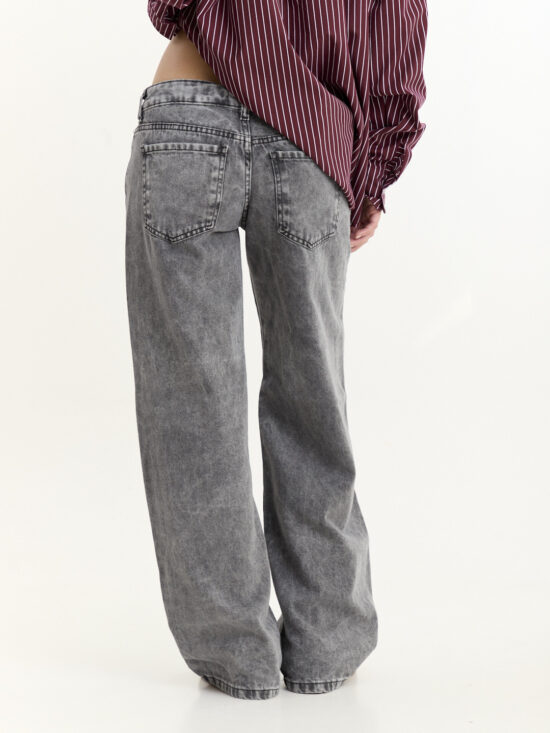 Wide-Leg Gris Tiro Bajo Quebrado