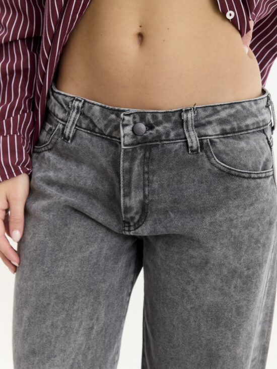 Wide-Leg Gris Tiro Bajo Quebrado