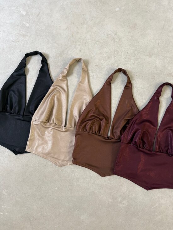 Top Triángulos Microfibra Brillosa