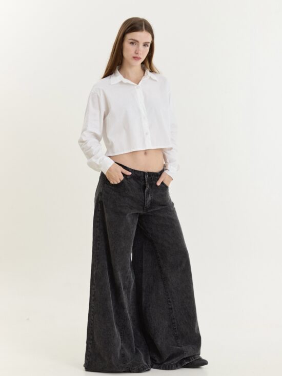 Palazzo Gris Claro Tiro Medio Recote Diagonal Ruedo