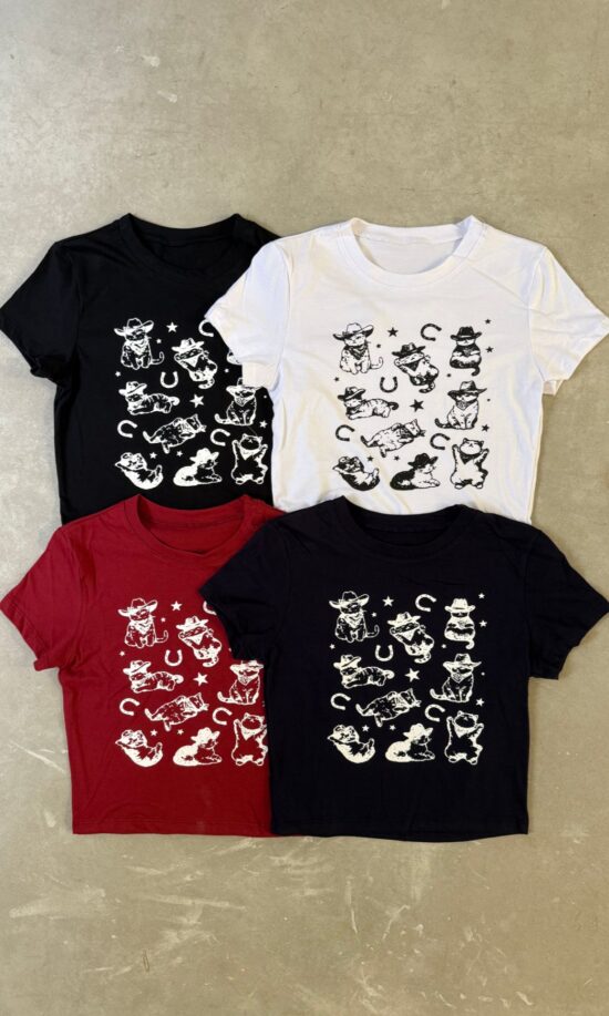 Remera Little Gatos Con Sombrero