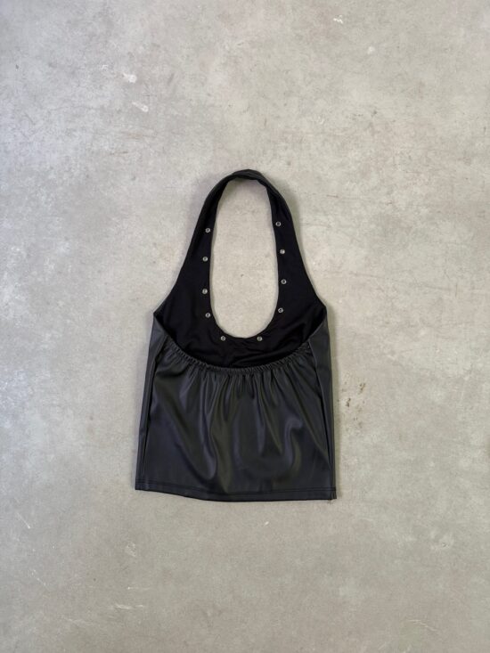 Musculosa Halter Cuerina Ojalillos