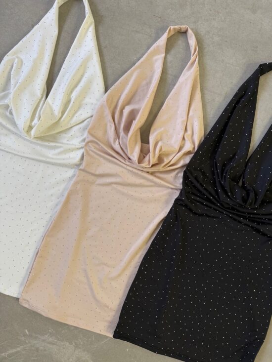 Vestido Halter Buche Hotfix Microfibra