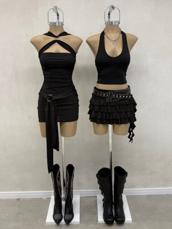 Vestido Con Lazos y Argolla