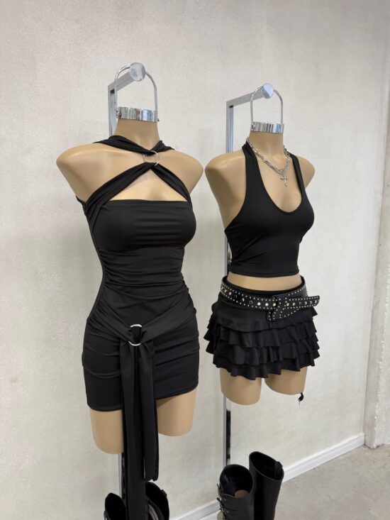 Vestido Con Lazos y Argolla