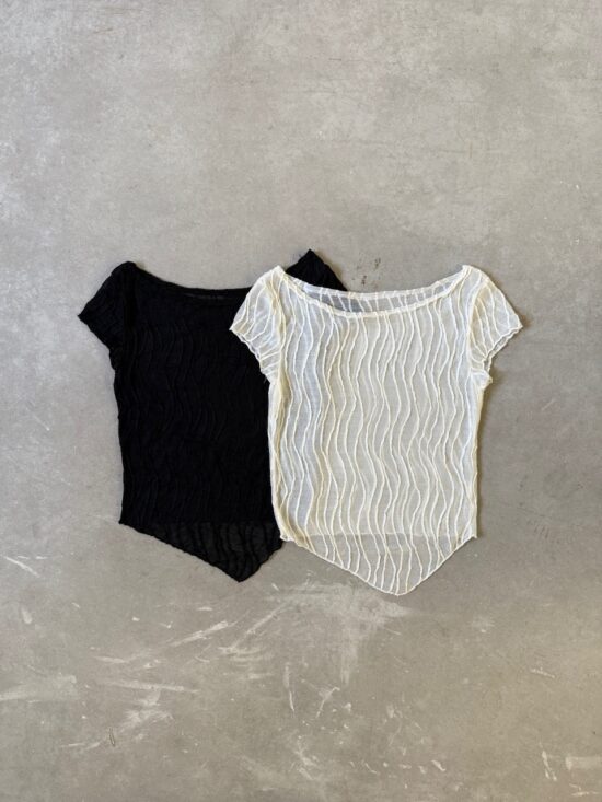 Top Cuello Bote Roulotte Wavy Tul