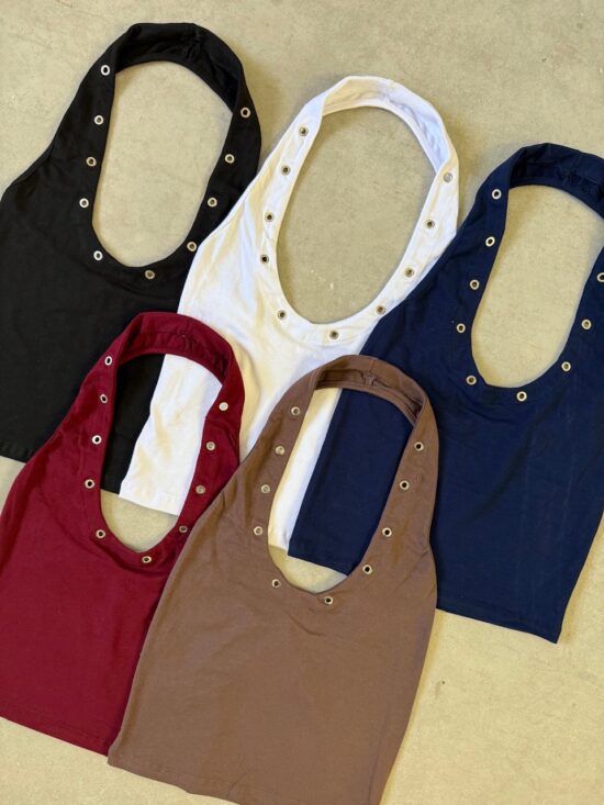 Top Halter Con Ojalillos Algodon