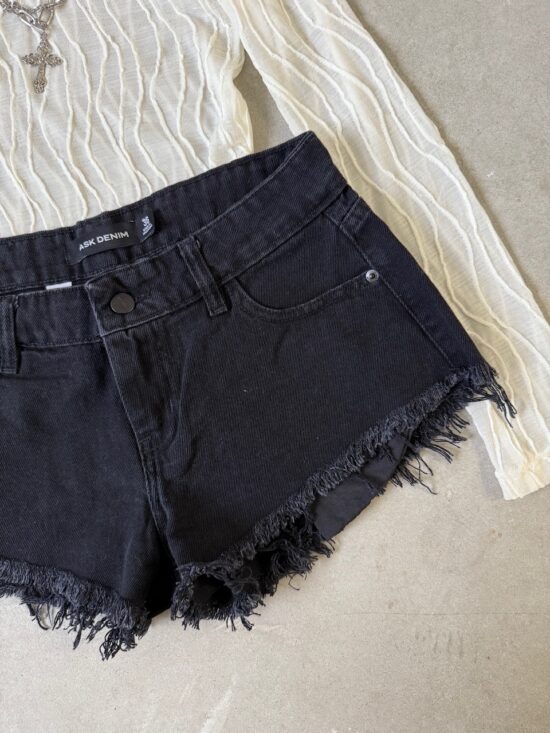 Short Negro Tiro Bajo Desflecado Biostone