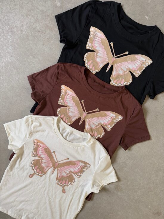 Remera Little Mariposas Tachas