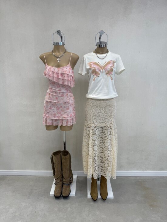 Vestido Triple Volado Escote Sublimado Flores Microtul