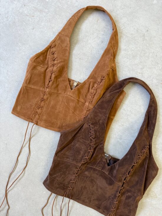 Top Halter Gamuzado y Tiras