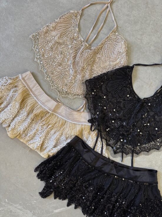 Falda Brillos con Volados en Pico