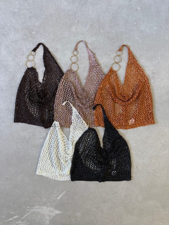 Top Halter Tejido con Argolla en Hombro