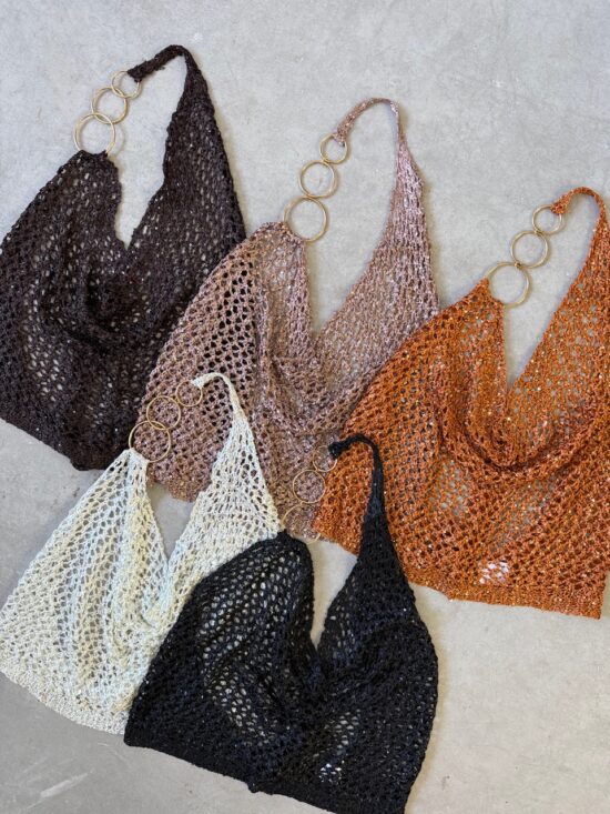 Top Halter Tejido con Argolla en Hombro