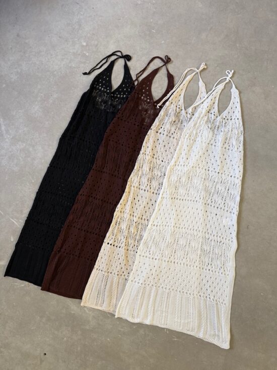 Vestido Largo Halter con Tiras para Atar