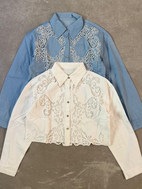 Camisa Over Corta con Bordado