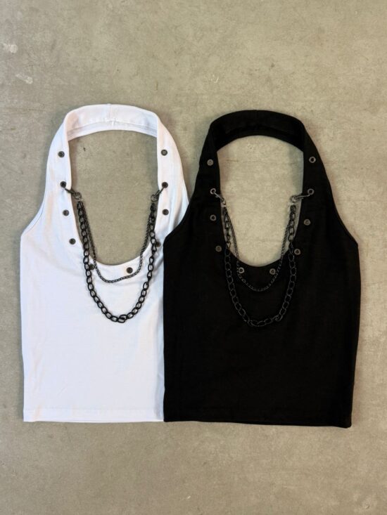 Musculosa Halter Ojalillos y Cadenas