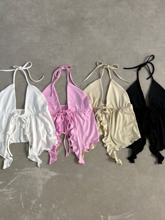 Top Triángulo Abierto Con Volado Tiras