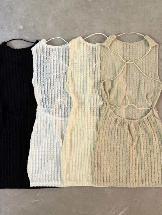 Vestido Crochet Espalda abierta Tiras Cruzadas