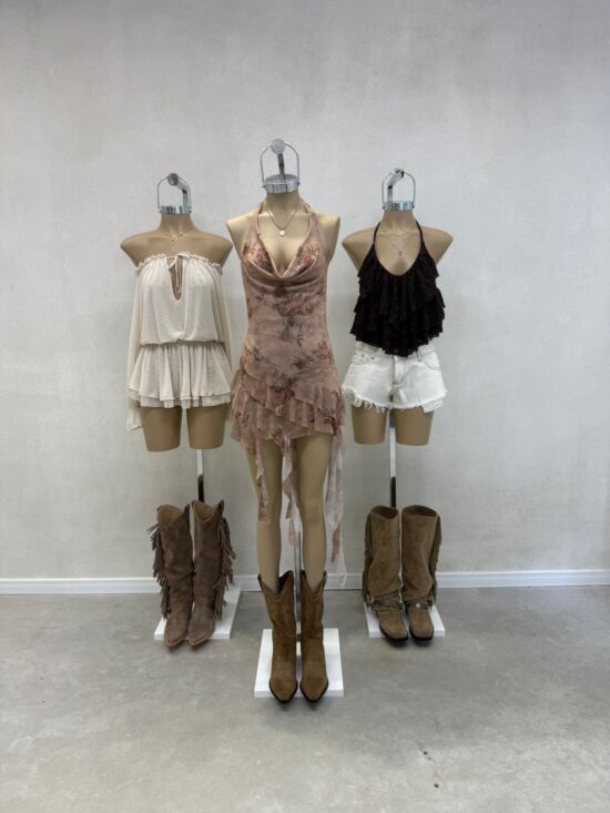 Vestido Volados Colgantes Flores Sublimado Microtul