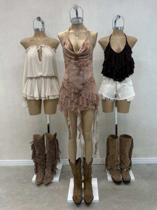 Vestido Volados Colgantes Flores Sublimado Microtul