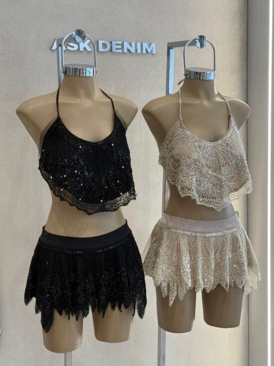 Falda Brillos con Volados en Pico