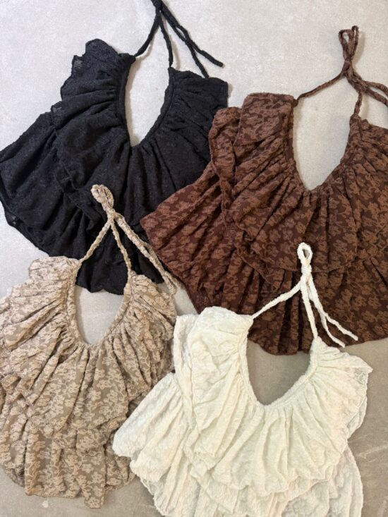 Top Volados Encaje Flores