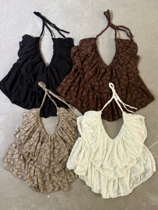 Top Volados Encaje Flores