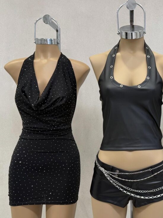 Vestido Halter Buche Hotfix Microfibra