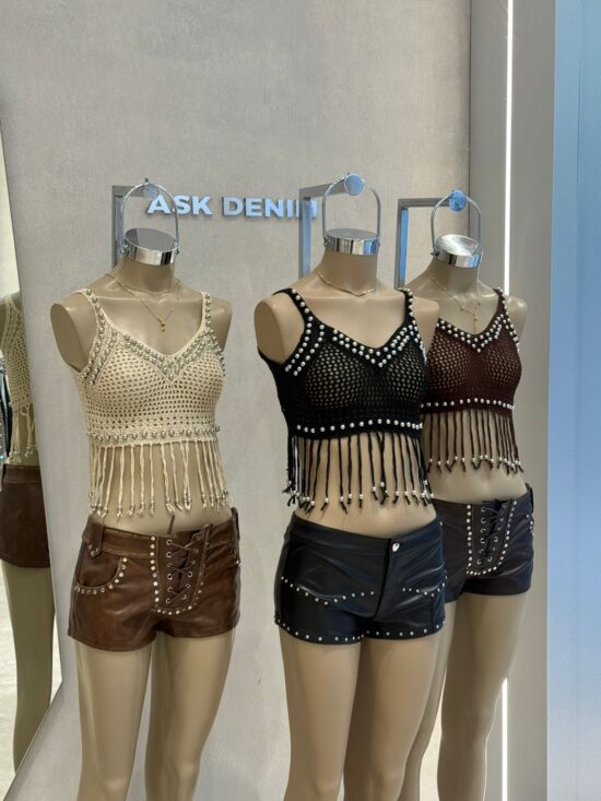 Musculosa Crochette con Tachas y Flecos