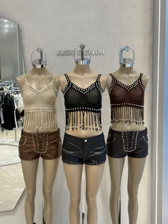 Musculosa Crochette con Tachas y Flecos