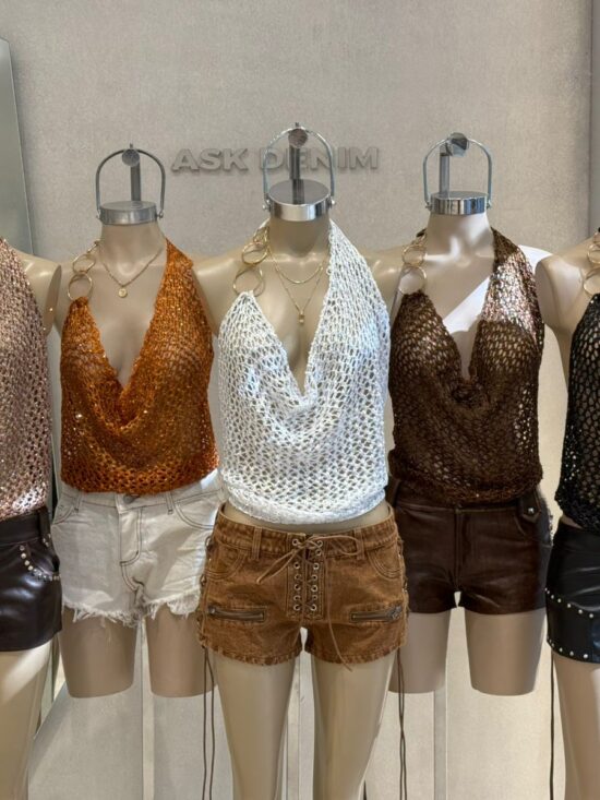 Top Halter Tejido con Argolla en Hombro