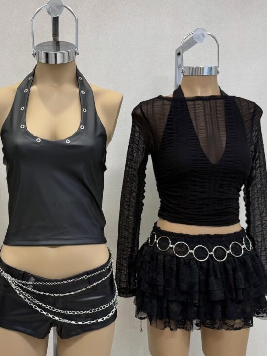 Musculosa Halter Cuerina Ojalillos