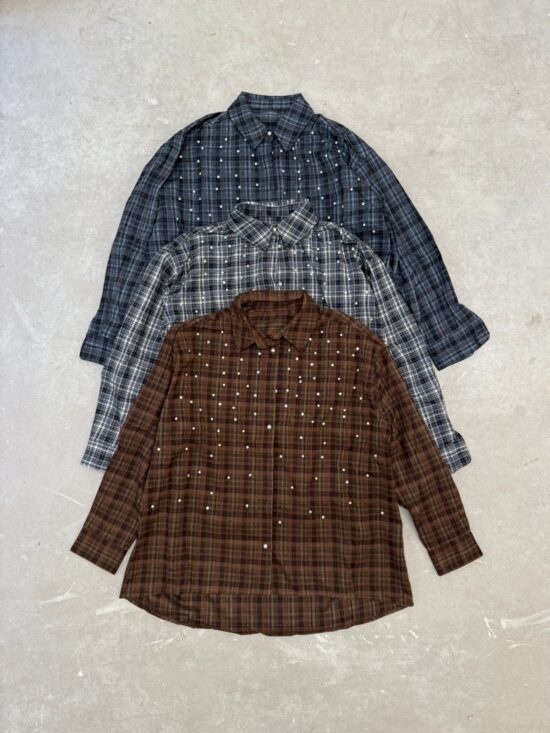 Camisa Over Cuadrille Perlas